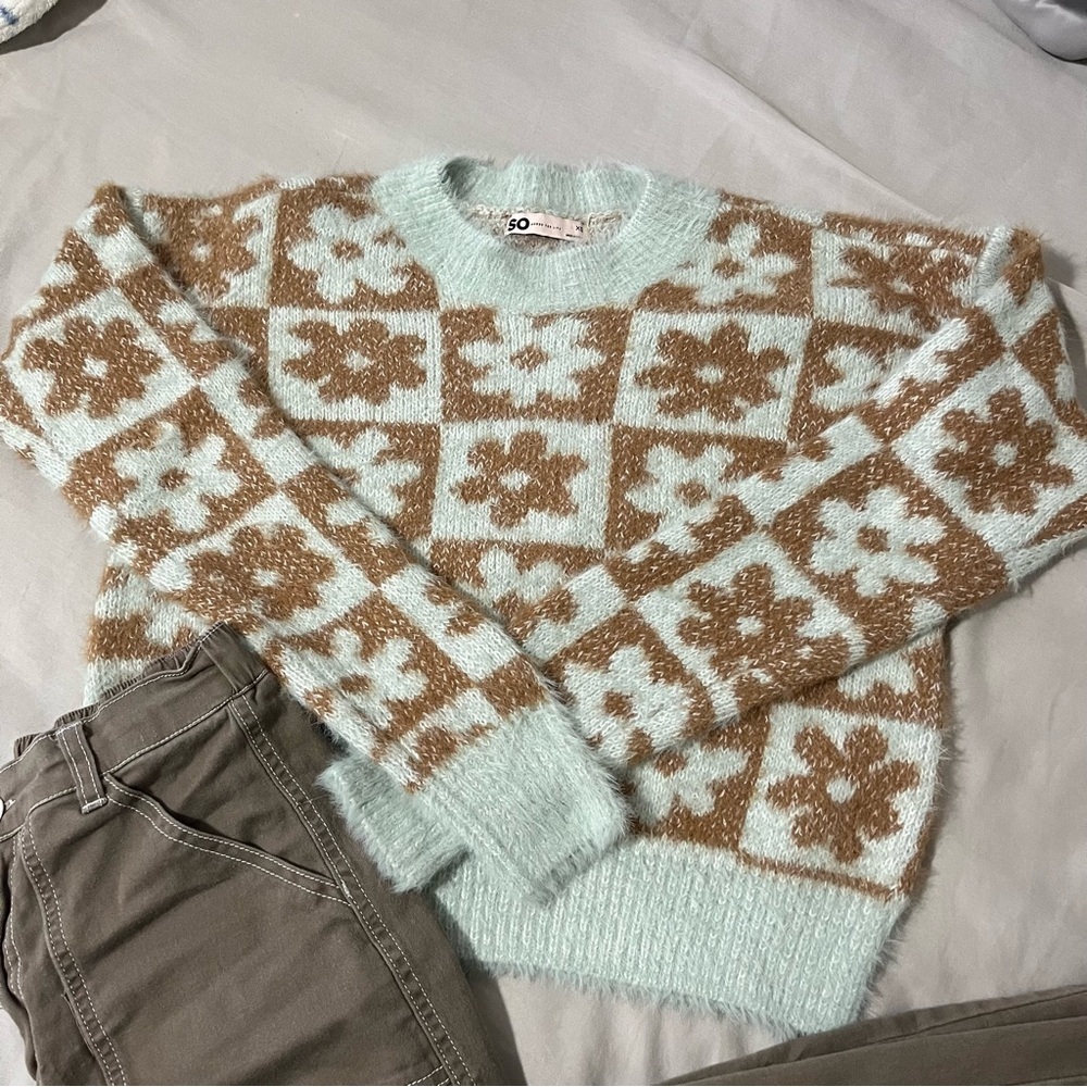 Blue and brown Floral Sweater size xs
